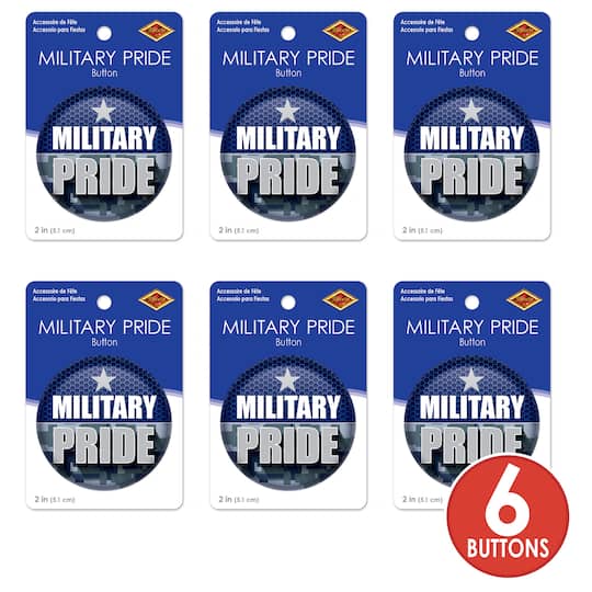 Beistle 2" Blue Camouflage Military Pride Buttons, 6ct.